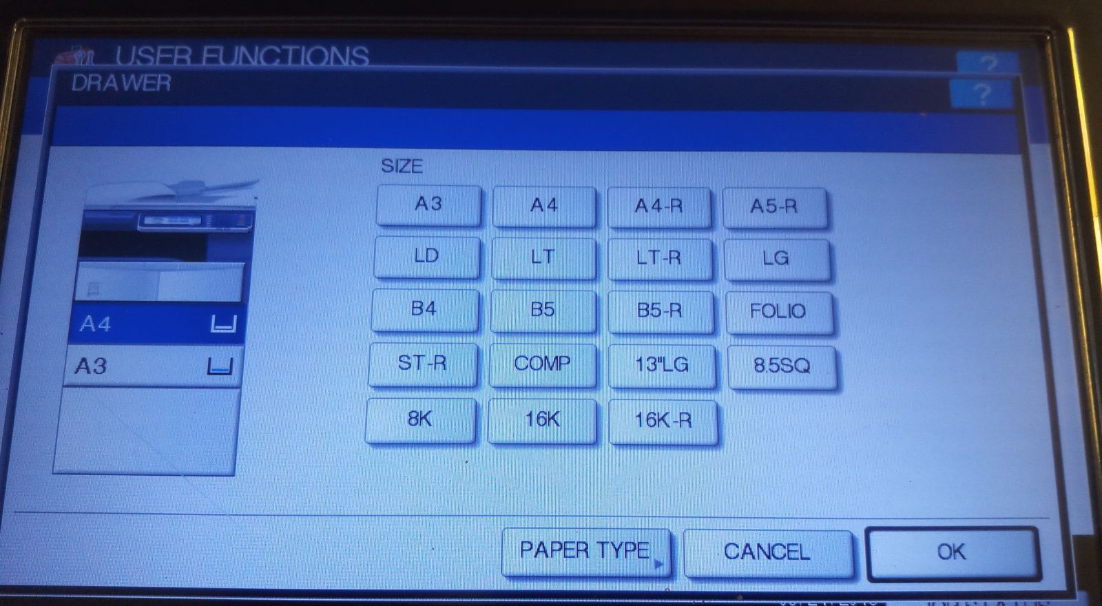 Hướng dẫn cài đặt khổ giấy máy photococopy Toshiba E307 hình 3